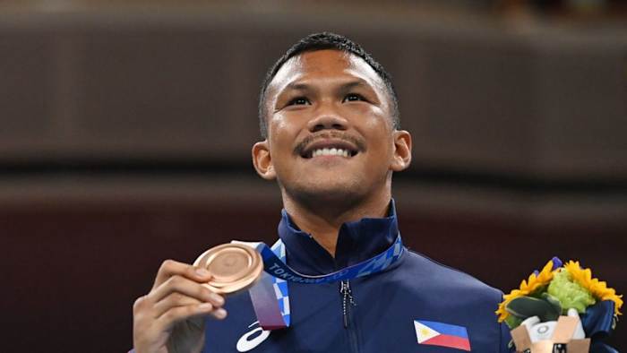 Olympic bronze medal winner Eumir Marcial is headed to the next round of the men’s 80kg boxing category of the Asian Games. LOUIS ROBAYO/GETTY IMAGES